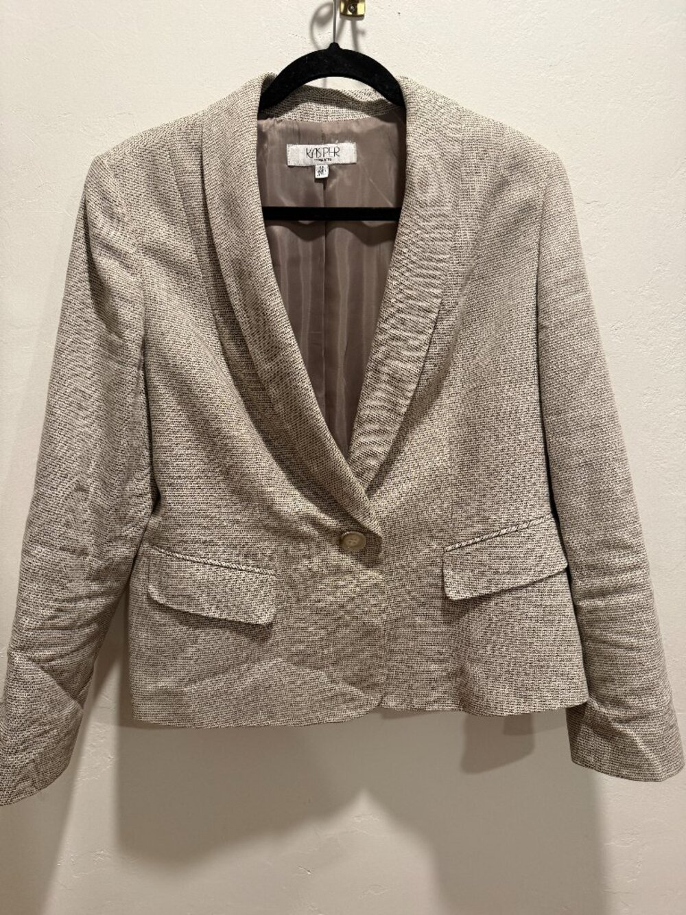 Kasper Heathered Tan Single-Button Blazer Size 12 Lawyer/Law Student